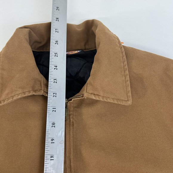 Dickies Jacket Mens XL Brown Quilted Lined Duck Canvas Zip Work Coat - Picture 9 of 14